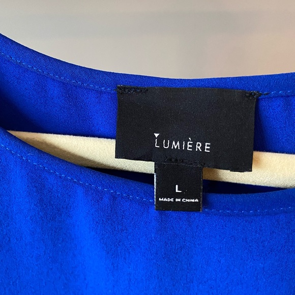 Royal Blue Short Sleeve Side Zipper Dress - Picture 2 of 5